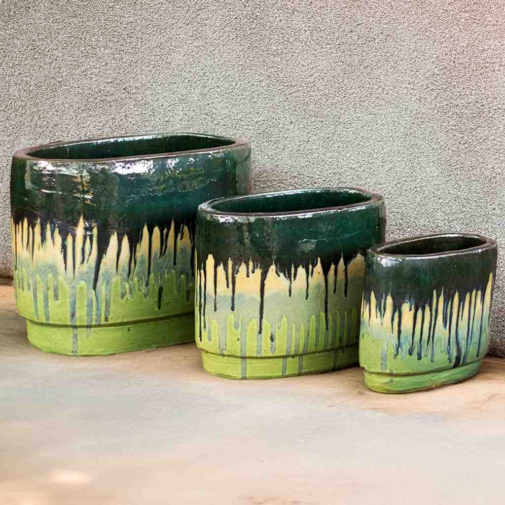 8604 Oval Drip Rim Planter Set