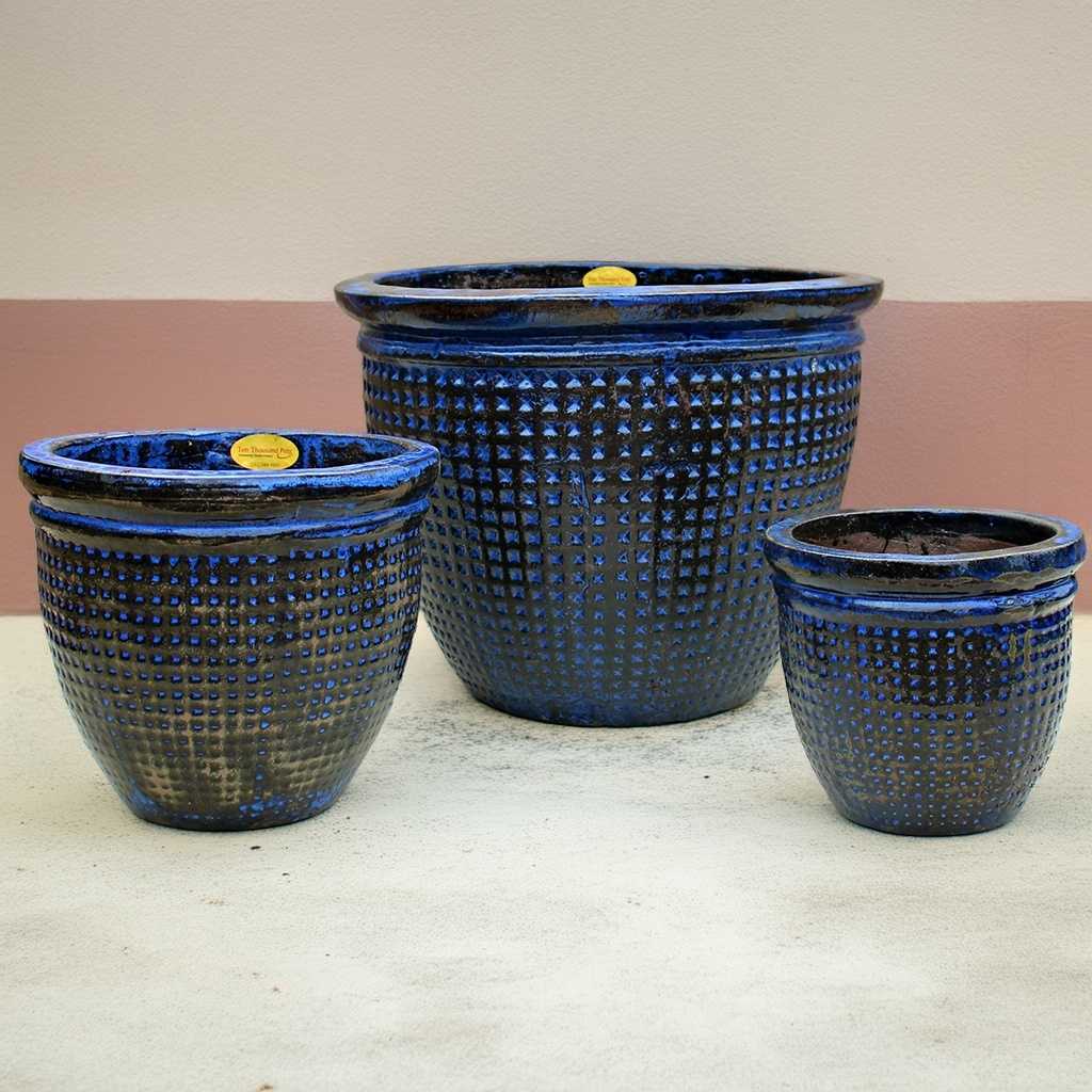 Blue Black Textured dimpled planters