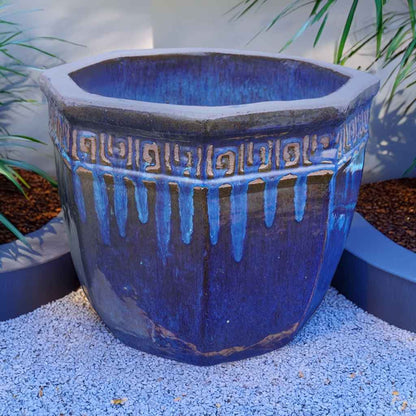 8664 Greek Key Octagon Planter - Set of 3