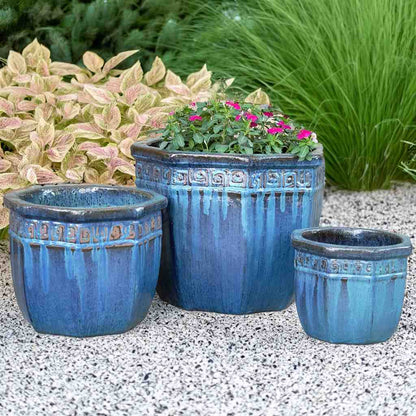 8664 Greek Key Octagon Planter - Set of 3