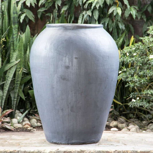 Wholesale Huge, smooth jar-like planter pot with a sleek glazed gunmetal grey finish for a bold, modern statement