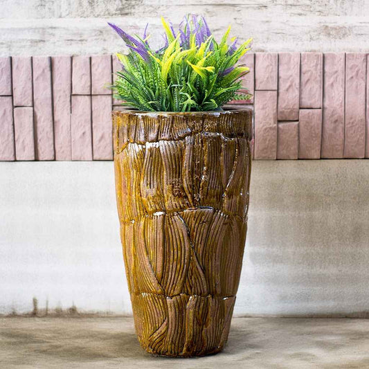 8921 Bark-Inspired Tall Ceramic Planter - 1 Piece