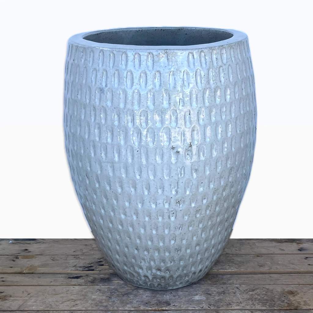 Blue Tall Dimpled Planter 