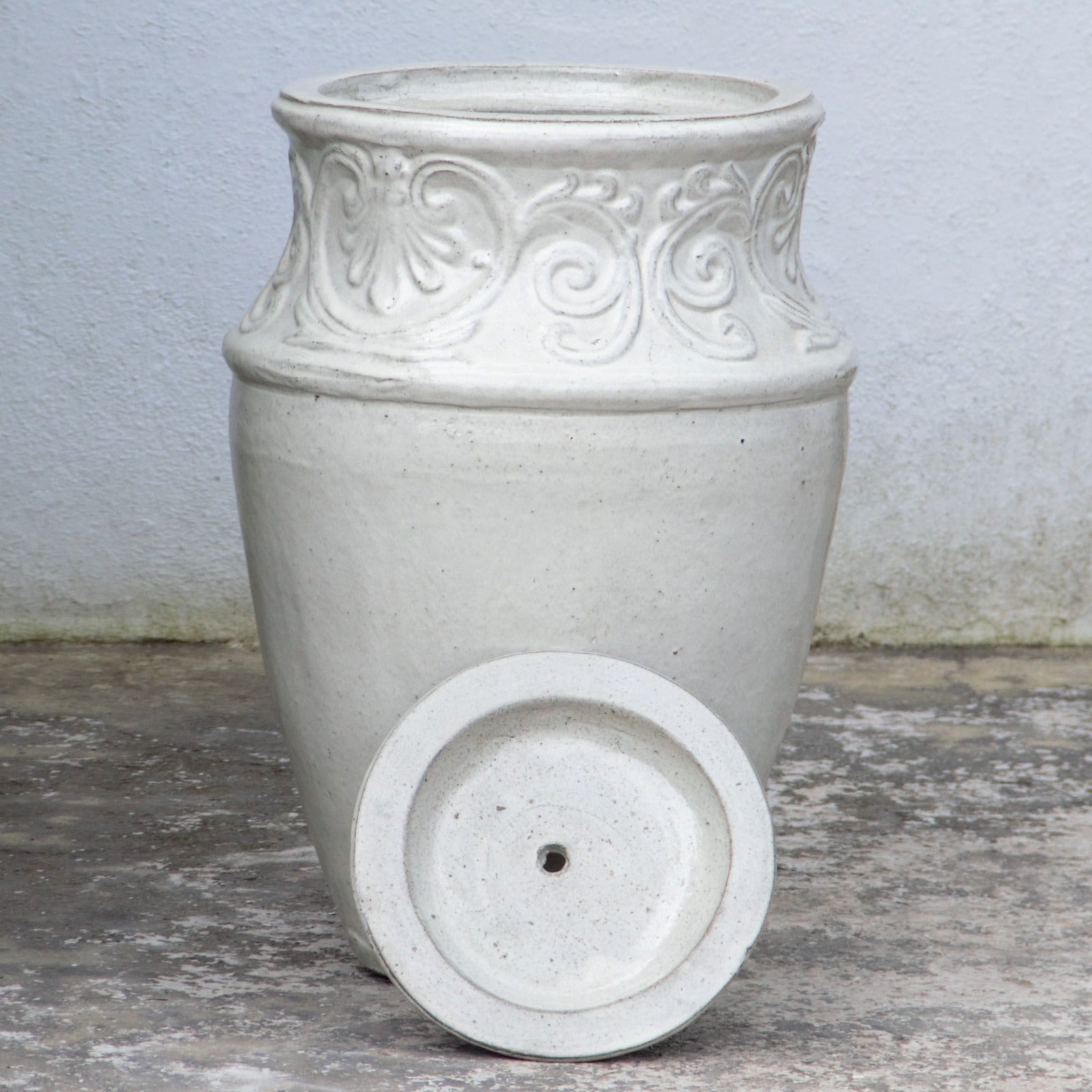 White Artisan Ceramic Fountain Jar