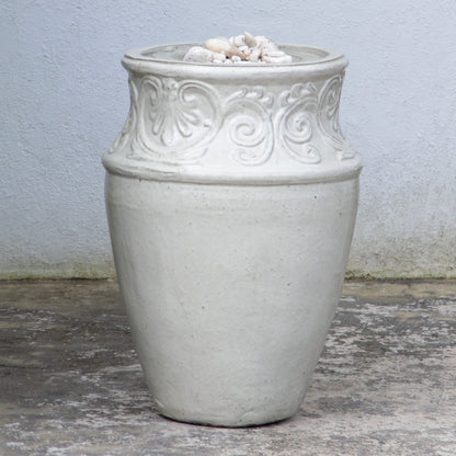White Artisan Ceramic Fountain Jar