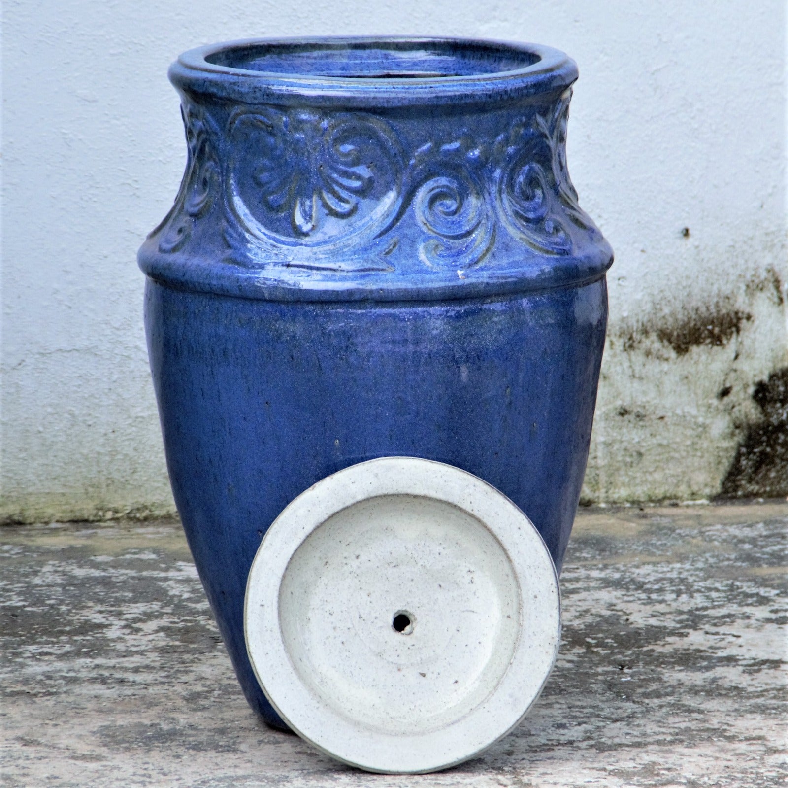 Blue Artisan Ceramic Fountain Jar with cover