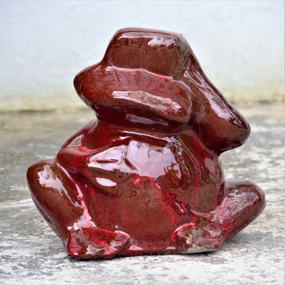 Red ceramic frog garden decor