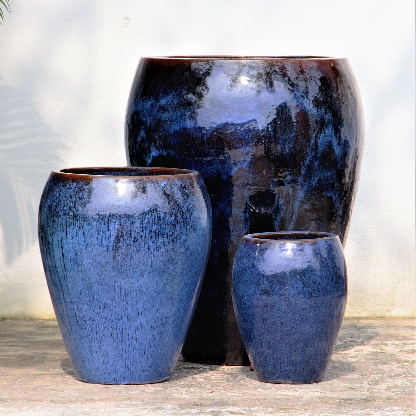 Blue Brown Egg-Shaped Planter Pot